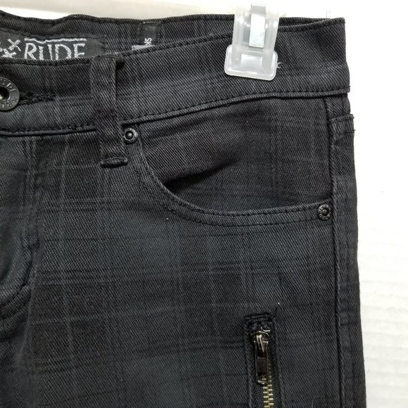 XXX Rude jeans 28x32 Skinny denim plaid zipper accent goth punk subculture - Picture 4 of 16